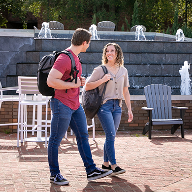 students in plaza